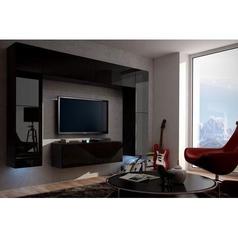 Ensemble meuble TV CONCEPT 3-HG-B-4-1B noir brillant 120 cm (1/2)