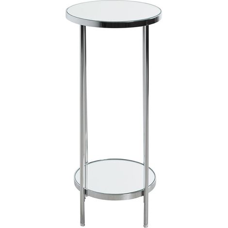 Porte plantes en acier chromé coloris gris et verre -diamètre 29 x hauteur 66 cm (1/2)