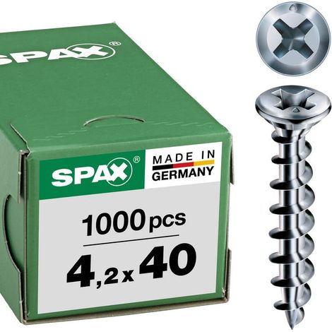 Vite testa svasata cruciforme 4,2X40 zincata bianca - confezione da 1000 pezzi - SPAX - 1411010400405 (1/5)