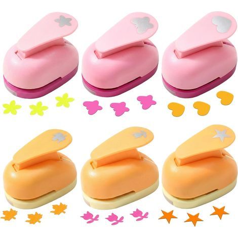 6 Pcs Perforatrice Scrapbooking, Perforatrice Coeur Papillon pour Enfant, Perforateur Papier en Forme de Étoile & Feuille d'Automne, Poinçonneuse Fantaisie Grand pour Loisirs Créatifs & DIY (1/4)