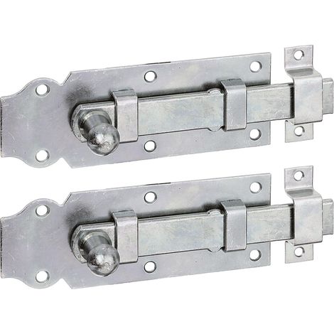 Verrou de porte droit, avec poignée bouton et gâche attachée passivé platine 140 x 52 mm Set de 2 pièces (1/3)