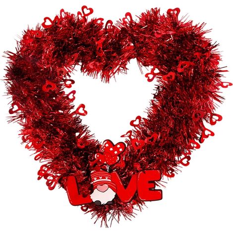 Guirlande En Forme De Coeur - Décoration Plastique Rouge Pour Porte D'Entrée Mur Ou Fête - 33 Cm - Lot De 1 (1/4)