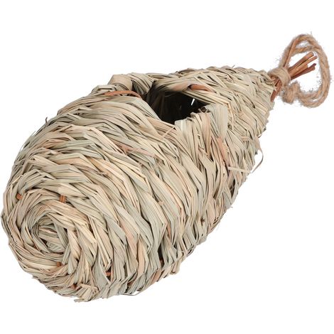 Nid d'oiseau en paille tressée main, maison pour oiseaux en herbe à gourde, décoration de jardin et nid pour oiseaux de compagnie