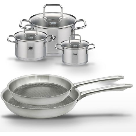 Lot de 2 poêles 24/28 cm Elo Relief Passion et 3 faitouts 12/14/20 cm Elo Citrin (1/5)