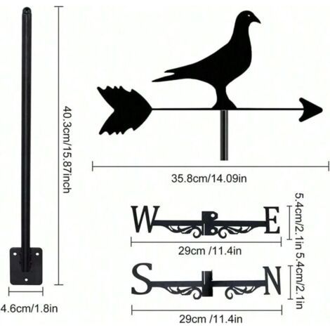 Girouette décorative d'extérieur en forme de pigeon, idéale pour les fermes, les jardins et les patios (1/4)