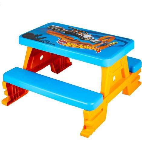 ColorBaby 77430 Tavolo da pic-nic Hot Wheels per bambini, tavolo e sedia per l'apprendimento dei bambini, tavolo da disegno, tavoli (1/5)