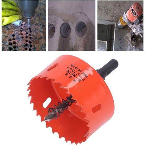 La scie cloche bimétallique HSS avec un mandrin robuste est utilisée pour fabriquer des plaques de cornhole, du bois, du PVC, des plaques de plâtre, de l'aluminium et du métal (2-15/16"). (1/5)