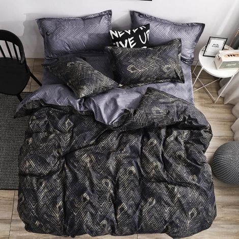 Housse de Couette 240x220 cm,Parure Housse Couette Imprimé en Microfibre avec 2 Taie d'oreiller 50x70cm,Style L1