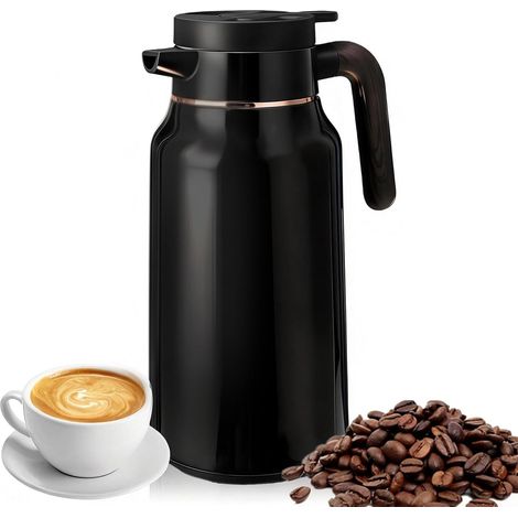Verseuse Isotherme 2 Litres: Carafe a Café Thermique Avec Fermeture Quick-Press, Carafe a Double Paroi Sous Vide Avec Poignée Et Bec Verseur Pour L'eau Chaude Au Bureau, à L'hôtel Et Au (1/5)