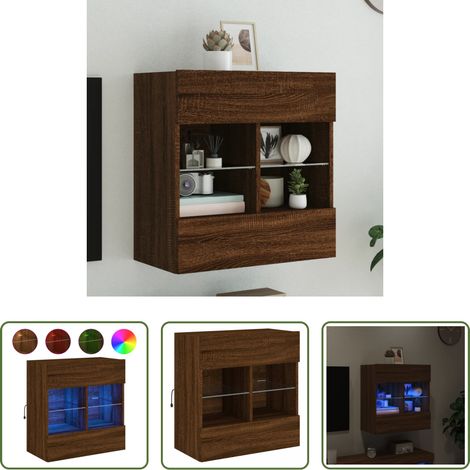 LED-Leuchten - TV-Wandschrank mit LED-Leuchten Braun Eichen-Optik (1/5)