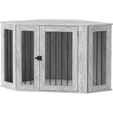 Dog Crate Furniture Side Table, Cushion, 122 x 61 x 71cm - Grey (1/5)