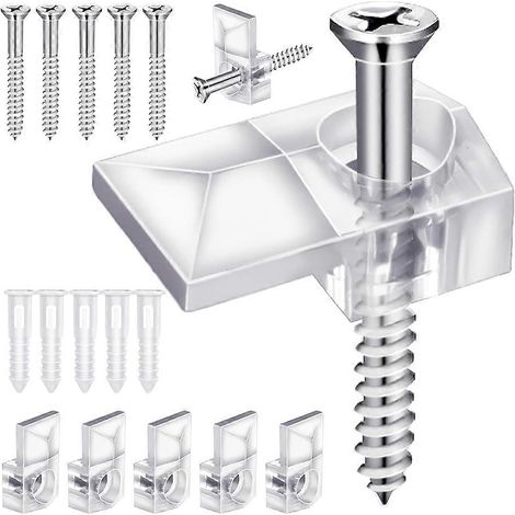 Lot de 32 clips de fixation pour miroir, clips en plastique transparent, matériel de montage pour miroir sans cadre, supports de miroir pour fixation murale (1/5)