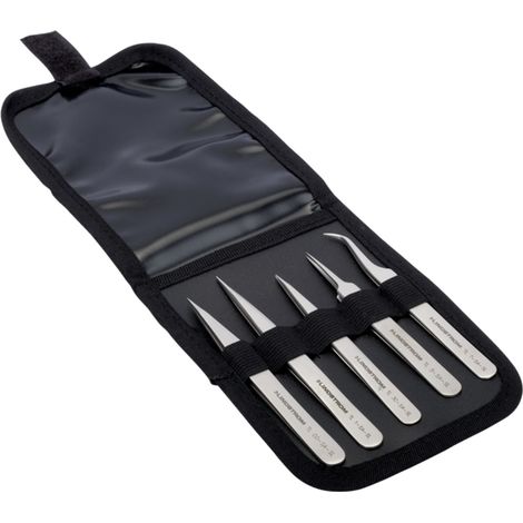 Bahco Satz Hochpräzisionspinzetten, Edelstahl, antimagnetisch 00, 1, 3C, 5, 7 - 5 Stk/Tasche (1/2)