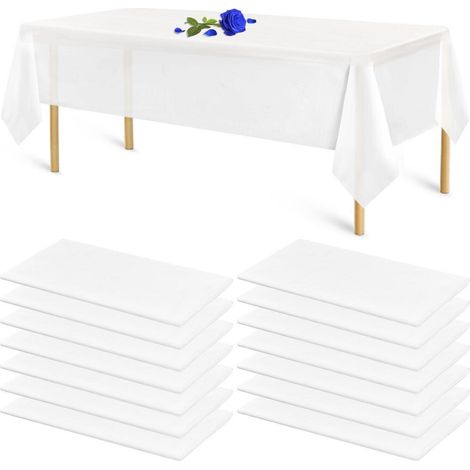 14x Nappes jetables Blanc 275x145cm Plastique imperméable pour fêtes