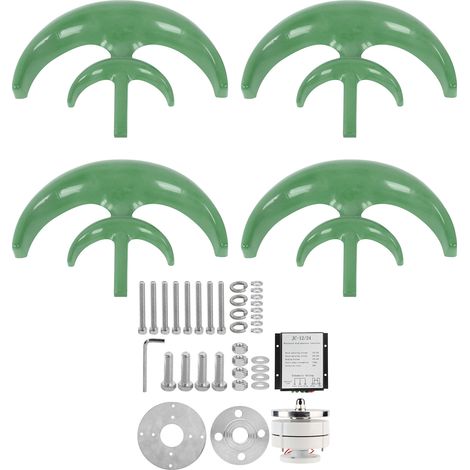 Éolienne 1200W 12V, Lanterne Verte, Turbine à 4 Pales avec Régulateur de Charge, Générateur d'Énergie Éolienne pour Jardin, Maison ou Camping (1/5)