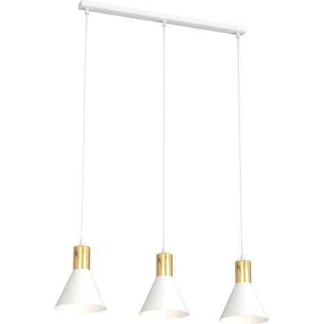 Suspension élégante ROSA métal blanc/or cônes 3xE27 Emibig (1/5)