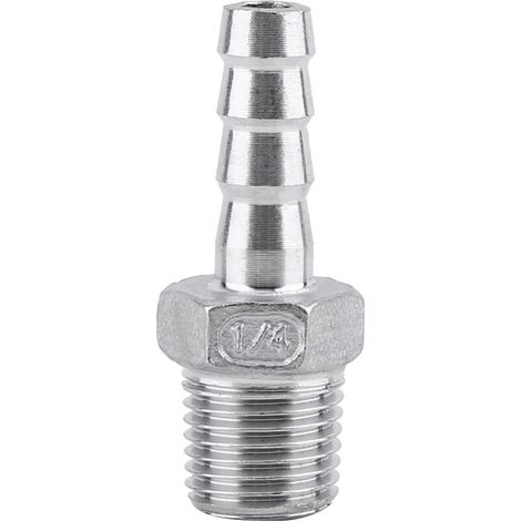 Hochleistungs-Edelstahl-Außengewindeanschluss für Schlauchanschlüsse mit Widerhaken (1/4" x 8 mm) (1/3)