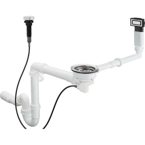 Hansgrohe Juegos de desagüe - Conjunto de desagüe automático con rebosadero para fregadero de un seno, acero inoxidable 43931800