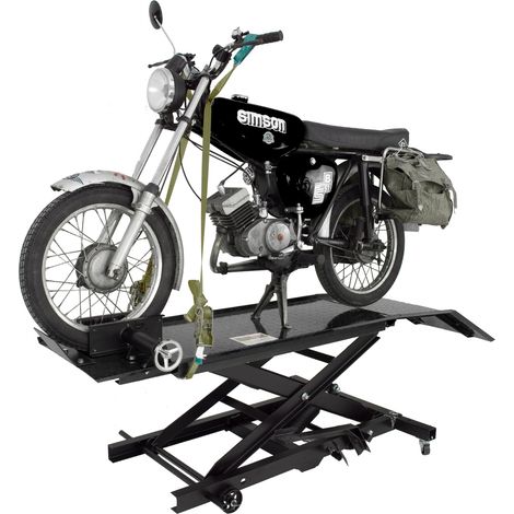 Motorradhebebühne hydraulisch 360 kg Breite 47 cm kleine Montagebühne Heber Motoradlift Lift schwarz
