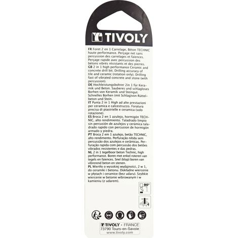 Tivoly • 1 Punta Technic 2 in 1 per piastrelle in cemento, Rossa, Ø 6 mm