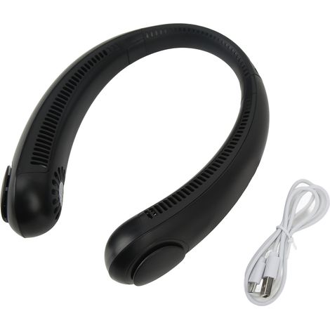 Ventilateur de cou portable USB, ultra silencieux, réglable, sans pales, avec un flux d'air puissant pour l'été (noir) (1/5)