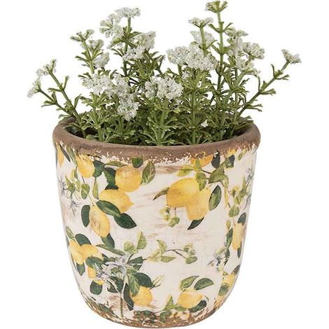 Cache-pot en Céramique Motif Citrons 11x10cm