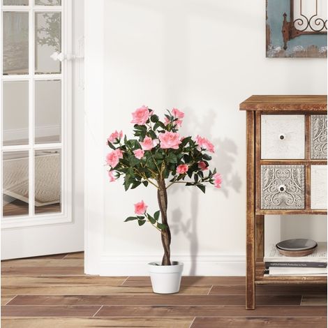 Camélia artificiel en pot rose 90 cm, plante décorative réaliste en PE pour salon, chambre ou bureau, facile à vivre, stable et élégante, déco intérieure chic – CHICFURN (1/5)