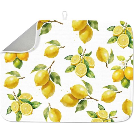 Tapis de séchage à vaisselle en forme de citron pour comptoir de cuisine 45 x 60 cm - Tapis absorbant en microfibre antidérapant à séchage rapide résistant à la chaleur pour robinet de table (1/5)