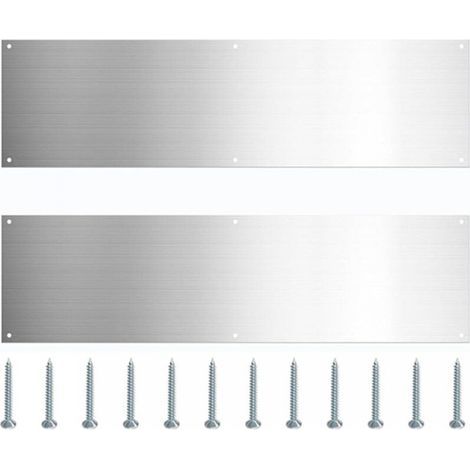 Lot de 2 plaques de seuil de porte en acier inoxydable, panneau de protection de bas de porte en métal, plinthe résistante aux rayures avec vis pour portes intérieures et extérieures (1/5)