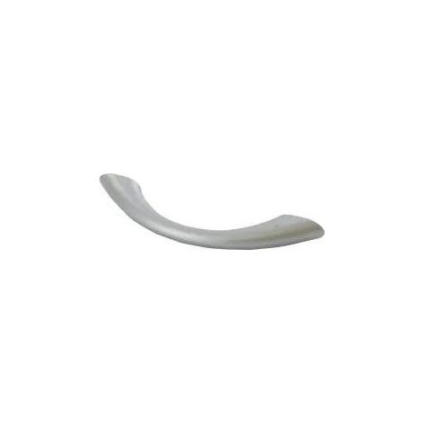 Gewölbter Griff mit PVC-Einsatz in Alu-Grau, L.90mm, B.10mm, T.20mm, Achsabstand 64mm, 1 Stück mit Schrauben.