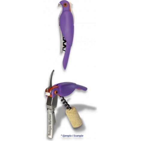 Sacacorchos y abrebotellas Pájaro Morado Top Cutlery, mango de ABS