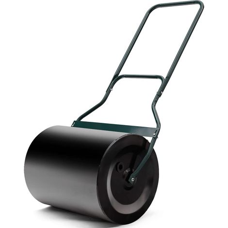 COSTWAY Rouleau à Gazon Jardin 50 x 40 x 123 cm Remplissage Eau ou Sable 60L Noir avec Poignée en U et Bouchon de Vidange Amovible (1/5)