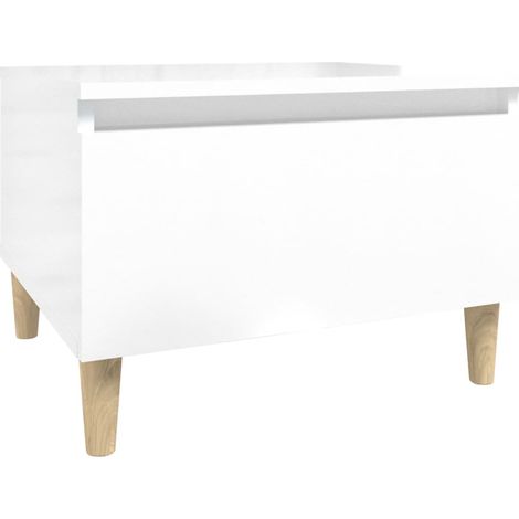 Table d'appoint Blanc brillant 50x46x35 cm Bois d'ingénierie