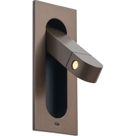 QAZQA Applique murale moderne bronze foncé avec LED et port USB-C (1/5)