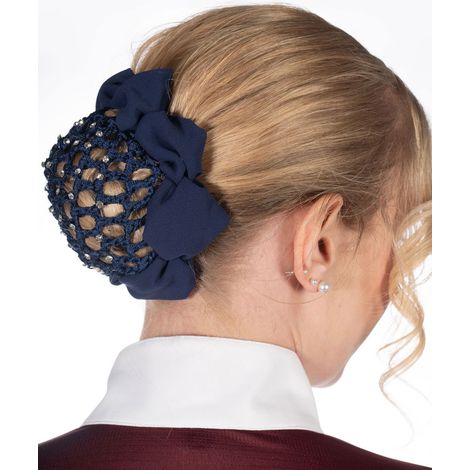nero - Rete per capelli con strass per concorsi ippici modello Crystal