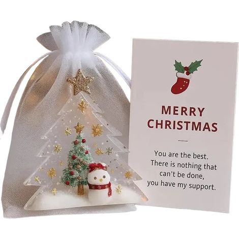 Sac cadeau de Noël, sachet en organza avec étoile dorée, décoration pour sapin de Noël, petit filet à cordon, blanc, transparent, pour les fêtes de mariage (1/5)