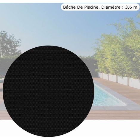 Bàche, Couverture Piscine, Ronde à Effet Isolant, Noire, Diam: 3,6 m (1/5)