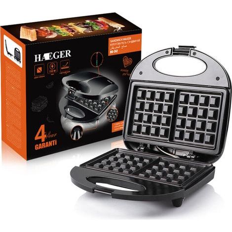 Gaufrier et croque monsieur 3 en 1 – 750W – 3 plaques antiadhésives interchangeables – Température de cuisson jusqu'à 200ºC