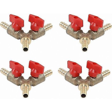 Lot de 4 vannes d'arrêt 3 voies avec raccord cannelé pour gaz combustible, adaptateur de vanne d'arrêt en laiton de type Y de 8 mm. (1/5)