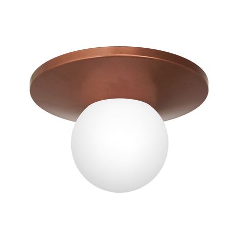 Plafonnier cuivre verre boule blanche Taller E14 Luminex