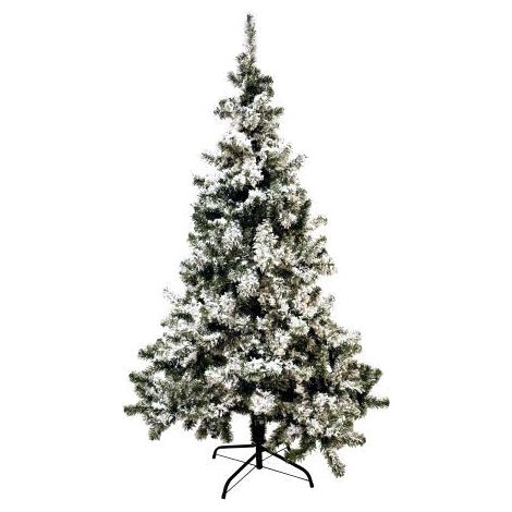 Albero di Natale Innevato Floccato 210cm 750 Rami PVC con Neve apertura ombrello (1/4)