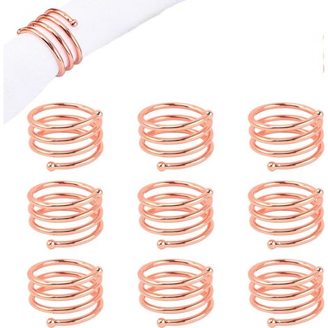 A set of 10 extra-thick napkin rings, suitable for restaurant tables, is the perfect choice for weddings and banquets (rose gold).