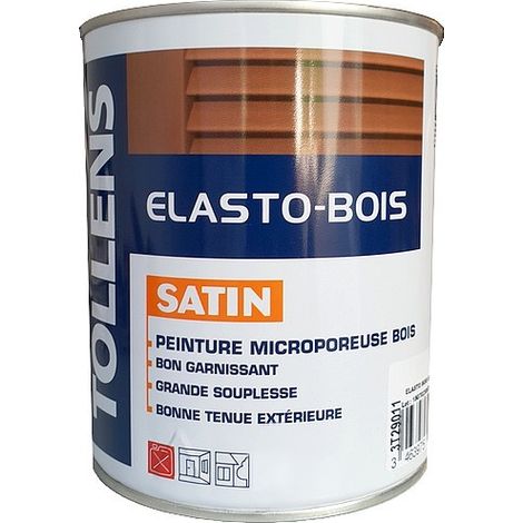 Peinture TOLLENS professionnelle Elasto bois Satin  Choix de couleur: Blanc - Conditionnement: 5 Litres