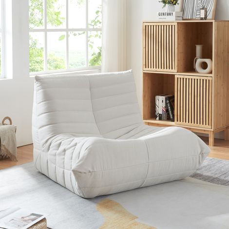 Sillón de suelo Kodsø Tela de microfibra 75x90x100 cm - Beige [en.casa]