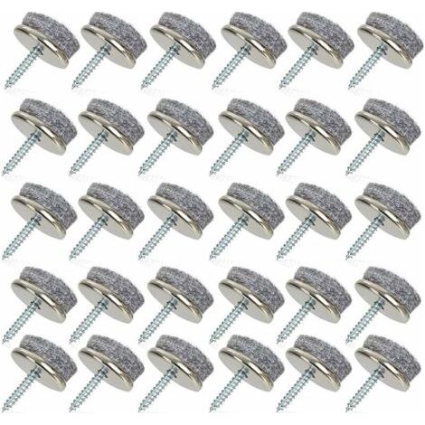 Set di 32 feltrini per mobili, diametro 28 mm, con viti per sedie in legno. (1/4)