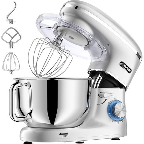 Pastry Processor, 2000 W Kneading Processor, 6.2 L Multi-Function Low Noise Kitchen Processor with Stainless Steel Bowl, Mixer, Whisk (1/5)
