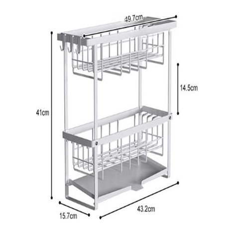Étagère à vaisselle blanche à deux niveaux, étagère étroite pour fenêtre de cuisine, porte-vaisselle pour usage domestique (1/5)