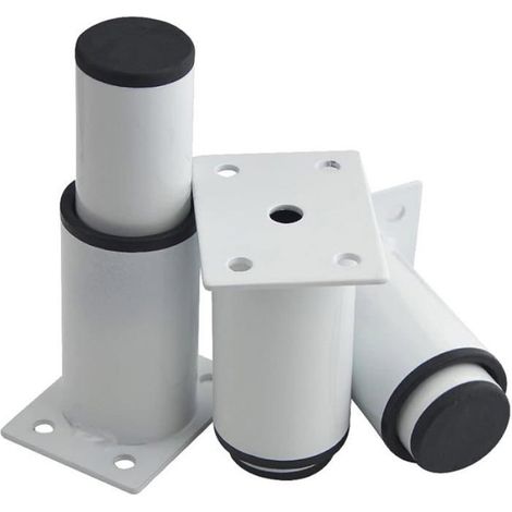 Lot de 4 pieds de meubles réglables en métal robuste pour table, lit, canapé (80 mm-120 mm, blanc) Blanc 80 MM - 120 PIED DE MEUBLE (1/5)