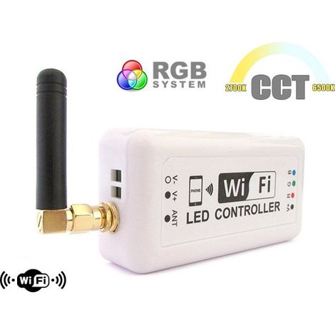 WiFi Mini Centralina Led CCT Dimmer RGB Controller Domotica Con Iphone iOS Smartphone Android 12V 24V 3X4A