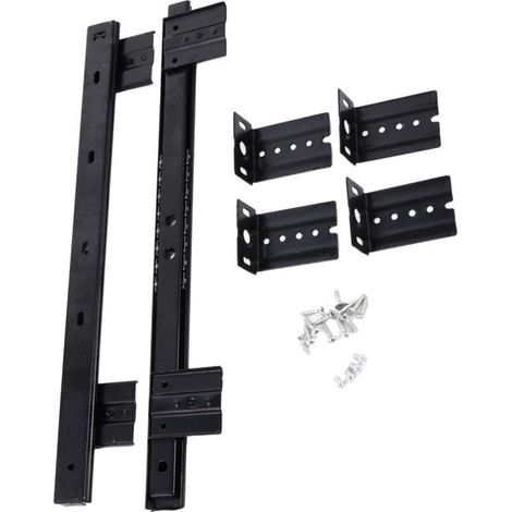 Rail de Tiroir pour Clavier 27 Cm, Glissière Réglable en Acier Laminé à Froid Noir, Paire de Rails Coulissants à Roulement à Billes pour Bureau et Meuble Informatique, (1/4)